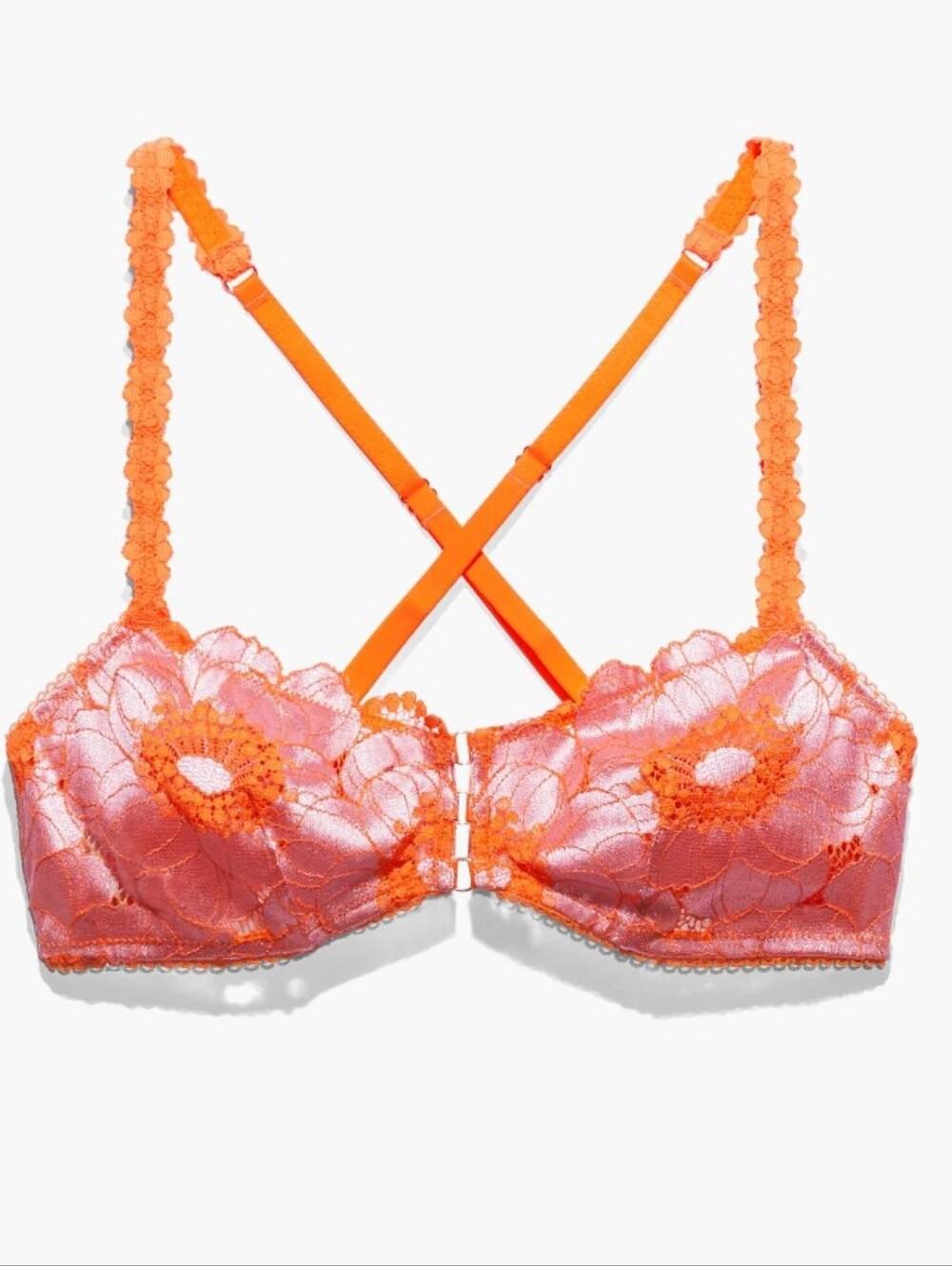 Savage X Fenty Perfect Poppies Lace Bralette in orange and pink floral Medium